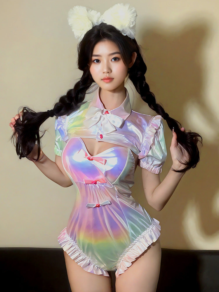 Anime Laser Kitty Girl Cosplay Set for adult_Cute Asian Girl Black hair
