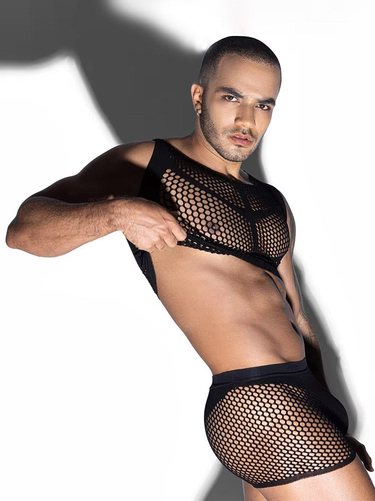 Guy's Sleeveless Fishnet Tear-Away Set