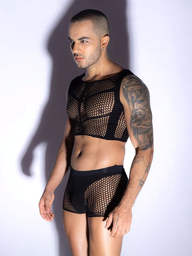 Guy's Sleeveless Fishnet Tear-Away Set