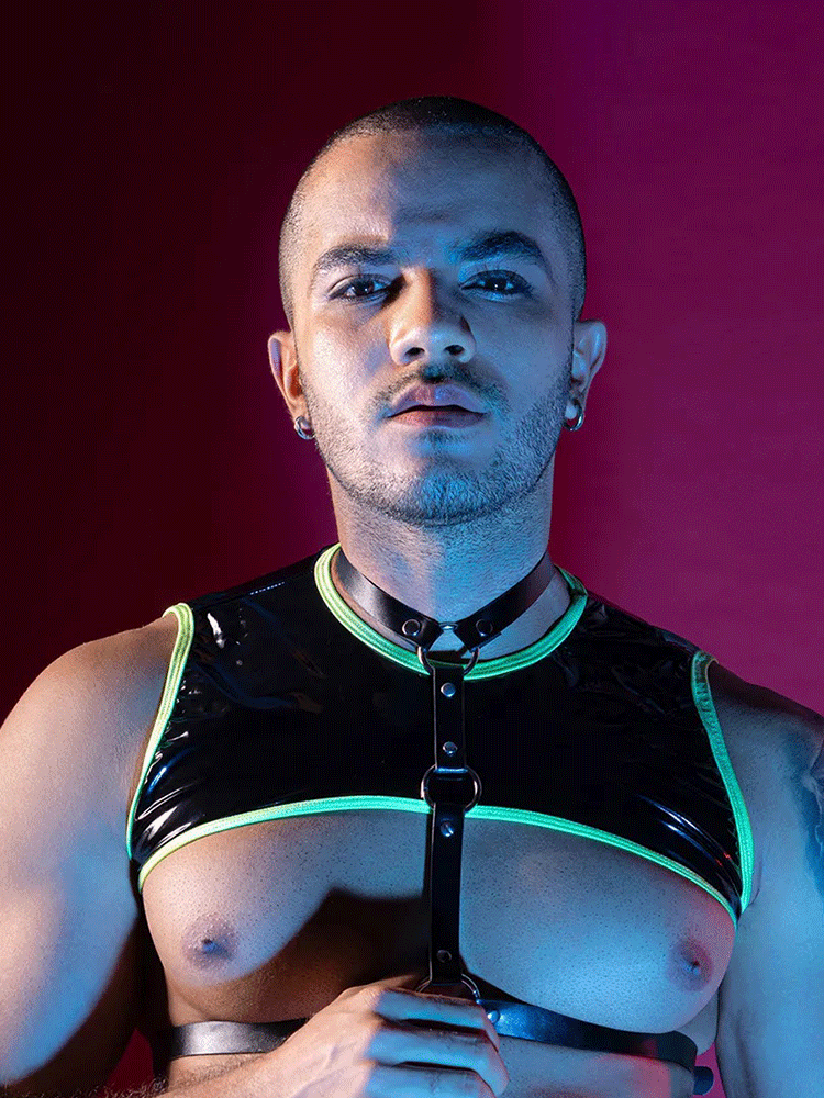 Men's Neon Green Harness and Shorts Set-05